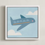 "Vehicles Plane" - Art Print in Blue by Lori Wemple - Framed Canvas