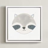 "Animal Faces 3" - Art Print in Grey by Teju Reval - Framed Canvas
