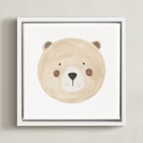 "Animal Faces 4" - Art Print in Tan by Teju Reval - Framed Canvas