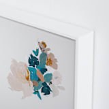"Botanical Series Turquoise" - Art Print in Turquoise and Orange by Caryn Owen - Frame Close-up