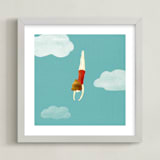 "swimmer" - Art Print in turquoise by Maria Gromek - Framed