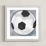 "Soccer Ball 1" - Art Print in Grey blues by Rebecca Marchese - Framed
