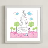 "Paris Art Print 1" - Art Print in Pink-multi by Rebecca Marchese - Framed