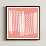 "pink and lines" - Art Print in coral pink by Marco Berrios - Framed