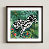 "Zebra" - Art Print in Emerald Green by Emilie Simpson - Framed