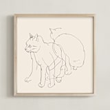 "Sketches after cat II" - Art Print in Black and champagne by Catilustre - Framed