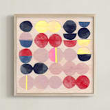 "Crowd 4" - Art Print in Flesh pink, neons and primaries by Victoria Johnson - Framed