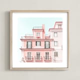 "Pastel Pink House" - Art Print in Peach by Heather Loriece - Framed