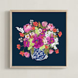"Chinoiserie Blooms I" - Art Print in Midnight by Britt Mills - Framed