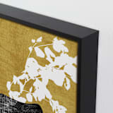 "Ochre Eucalyptus III" - Art Print in Mustard by Tanya Lee Design - Frame Close-up