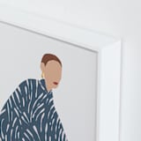 "A girl with a coat" - Art Print in Dark Chambray by Efrat Ofek - Frame Close-up