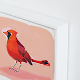 "Inquisitive Cardinal" - Art Print in Melon by Betty Hatchett - Frame Close-up