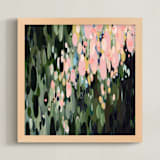 "Laurel Rain" - Art Print in Emerald Green & Pink by Melissa Stone Mangham - Framed