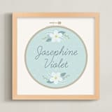 "Embroidery Name" - Personalized Art Print in Sky by Carolyn Kach - Framed