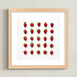 "Strawberries" - Art Print in Ruby Red by Heather Deffense - Framed