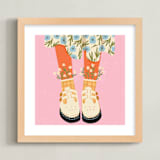 "Daisy Feet" - Art Print in Pink Daisy by Janna Sue Design - Framed