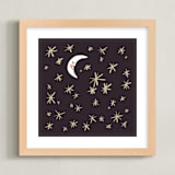 "Good Night Moon and Stars" - Art Print in Dark by Patrice Horvath - Framed
