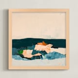 "Abstract Seascape Crashing Waves" - Art Print in turquoise blue by Caryn Owen - Framed