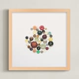 "Collected Buttons" - Art Print in Brown by Amber Barkley - Framed