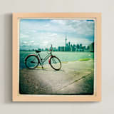 "Toronto Bike 1" - Art Print in aqua by Margaret Hine - Framed