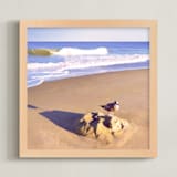 "Ocean City Seagull" - Art Print in Sand by Lauren Hughes - Framed