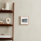 "Mountain View" - Art Print in Navy and Dusty Blue with Forest and Sage Green by Kate Nelson - In a Room