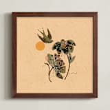 "Sparrows 2" - Art Print in Warm Sage Green by ThirtyOne Illustrations - Framed