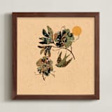 "Sparrows 1" - Art Print in Warm Sage Green by ThirtyOne Illustrations - Framed