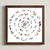 "floral mandala no.3" - Art Print in peach rose by Kiana Lee - Framed