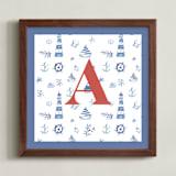 "Sea Friends 2" - Personalized Art Print in Blue by Teju Reval - Framed