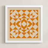 "Quilt" - Art Print in Tangerine by Beth Vassalo - Framed
