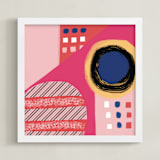 "Fun Patterns on Pink" - Art Print in Blush Pink by Melanie Biehle - Framed
