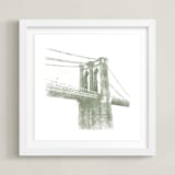 "Brooklyn Bridge" - Art Print in Moss by Paul Berthelot - Framed