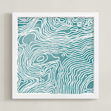 "Be. Here. Now." - Art Print in Ocean Blue by Ria Sharon - Framed
