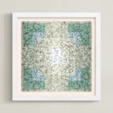 "Scribble Square" - Art Print in Green Pastel by Kathleen Ney - Framed