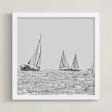 "Four Sails" - Art Print in light sea grey by Sea and Sky - Framed