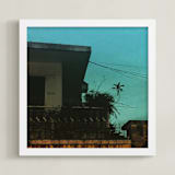 "Dusk in Phnom Penh" - Art Print in turquoise by Jessica Niles DeHoff - Framed