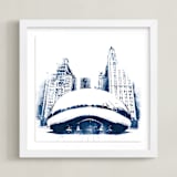 "Chicago Bean" - Art Print in Navy by Paul Berthelot - Framed