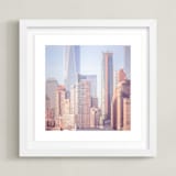 "A distant skyline" - Art Print in Soft Blue Haze by Lisa Sundin - Framed
