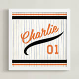 "Vintage Jersey - Orange/Black" - Personalized Art Print in Orange/Black by Jessie Steury - Framed
