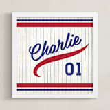 "Vintage Jersey - Navy/Red" - Personalized Art Print in Navy/Red by Jessie Steury - Framed