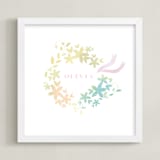 "Floral Crown" - Personalized Art Print in Blush by Lori Wemple - Framed