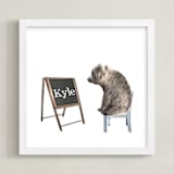 "Message on a Blackboard" - Personalized Art Print in Brown Bear by Maja Cunningham - Framed