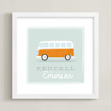 "Little Bus" - Personalized Art Print in Tangerine by Itsy Belle Studio - Framed