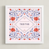 "Framed in Florals" - Personalized Art Print in Rose by Kristen Smith - Framed