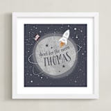 "Shoot for the Moon" - Personalized Foil-Pressed Art Print in Midnight by Lorent and Leif - Framed
