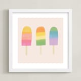 "Rainbow Popsicles" - Art Print in Taupe by Lauren Semmer - Framed