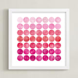 "Circles" - Art Print in Pinks by Christine Copeland - Framed
