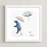 "That's one fast bike, said the Cloud" - Art Print in Polar Bear Blue by Maja Cunningham - Framed