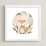"Woodland - Fox" - Art Print in Pale Orange by Oma N. Ramkhelawan - Framed